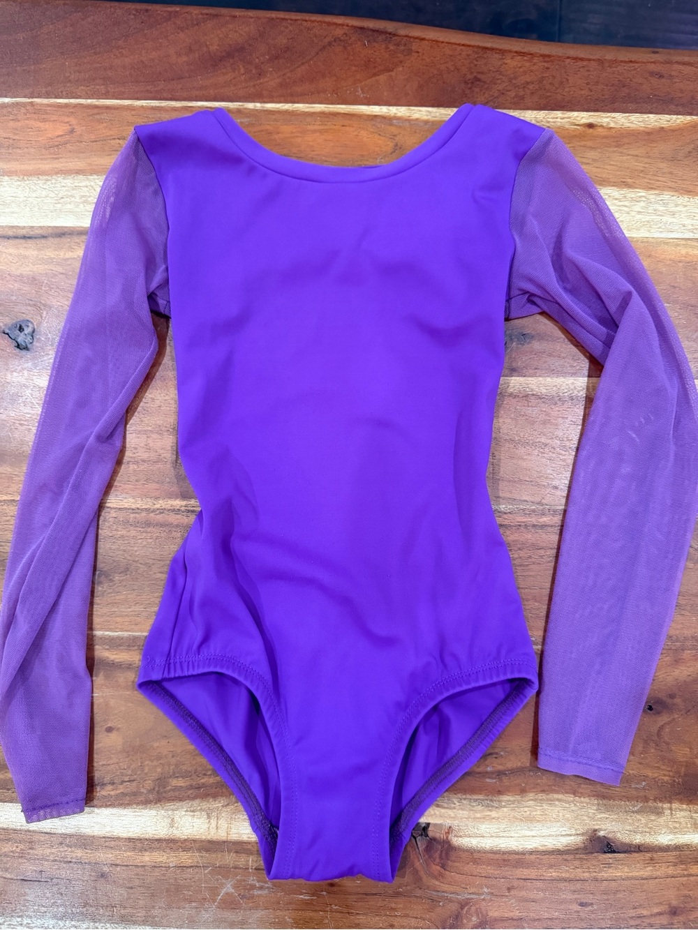 Purple Long-Sleeve Mesh open back leotard- youth medium